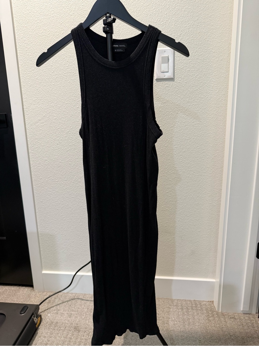 Prana Black Ribbed Tank Midi Dress